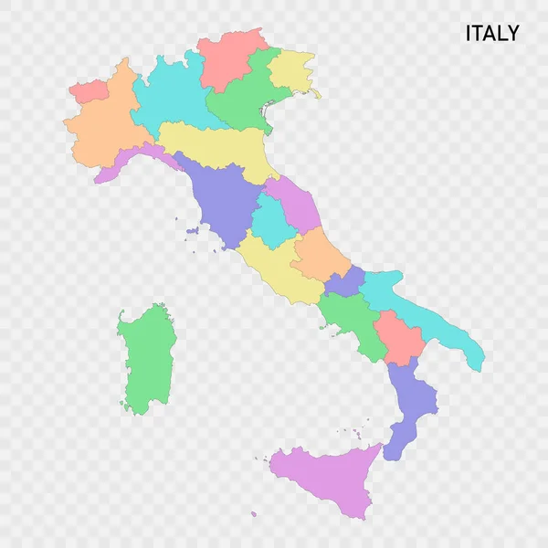 Изолированная Цветная Карта Италии Границами Регионов — стоковый вектор