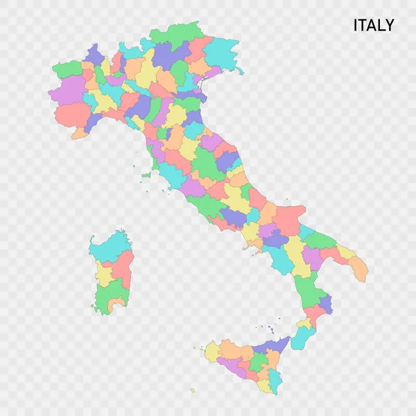 Peta Terisolasi Italia Berwarna Dengan Perbatasan Provinsi - Stok Vektor