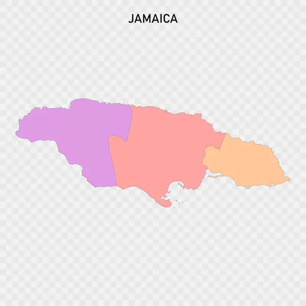 Mappa Colorata Isolata Della Giamaica Con Confini Delle Contee — Vettoriale Stock