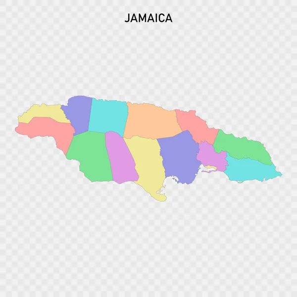 Изолированная Цветная Карта Ямайки Границами Приходов — стоковый вектор