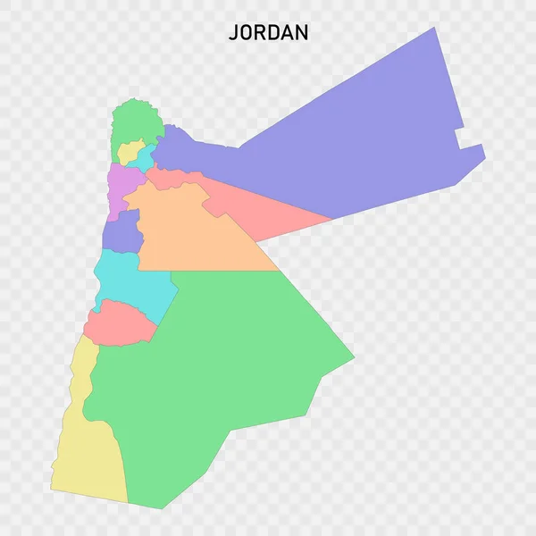 Izolovaná Barevná Mapa Jordánska Okraji Regionů — Stockový vektor