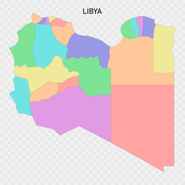 Mapa Aislado Color Libia Con Fronteras Las Regiones — Vector de stock