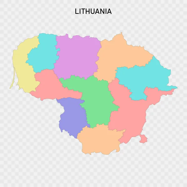 Isolerad Färgkarta Över Litauen Med Regionernas Gränser — Stock vektor