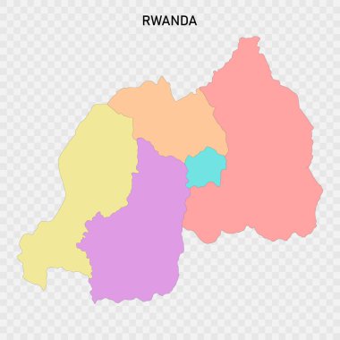 Bölgelerin sınırlarıyla izole edilmiş Rwanda haritası