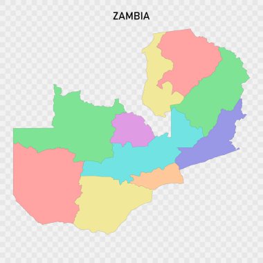 Bölgelerin sınırlarıyla izole edilmiş Zambiya haritası