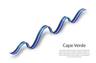 Cape Verde bayrağıyla kurdele ya da bayrak sallıyor. Bağımsızlık Günü şablonu