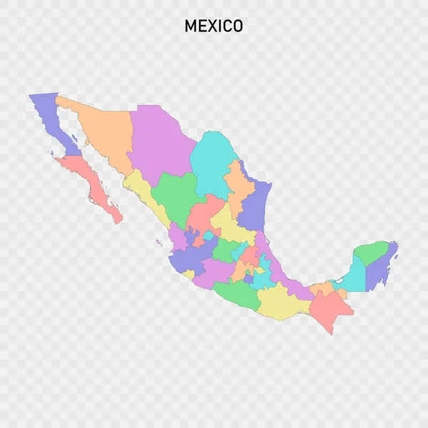 Geïsoleerde Gekleurde Kaart Van Mexico Met Grenzen Van Regio — Stockvector