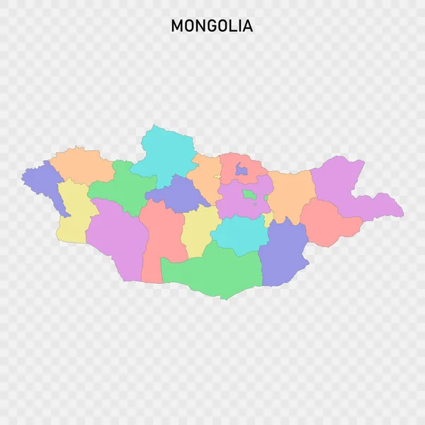 Изолированная Цветная Карта Монголии Границами Регионов — стоковый вектор