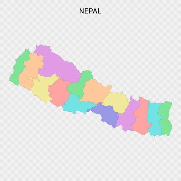 Isolated Colored Map Nepal Borders Departments — Stock Vector