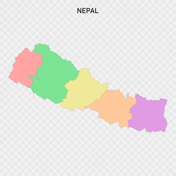 Isolated Colored Map Nepal Borders Regions — Stock Vector
