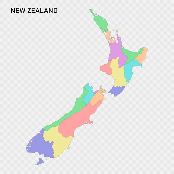 Aislado Mapa Color Nueva Zelanda Con Fronteras Las Regiones — Vector de stock