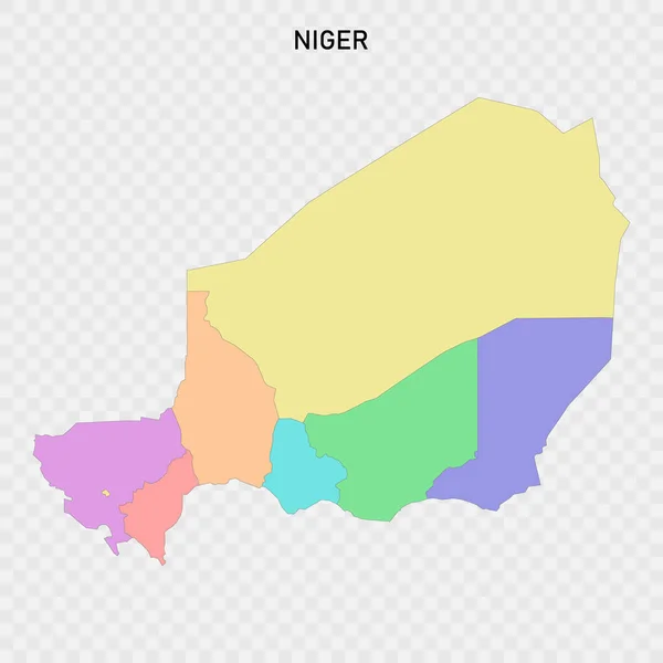 Isolierte Farbige Landkarte Von Niger Mit Den Grenzen Der Regionen — Stockvektor