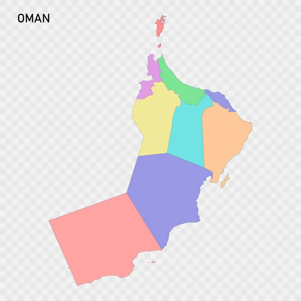 Mapa Aislado Omán Con Los Bordes Las Regiones — Vector de stock