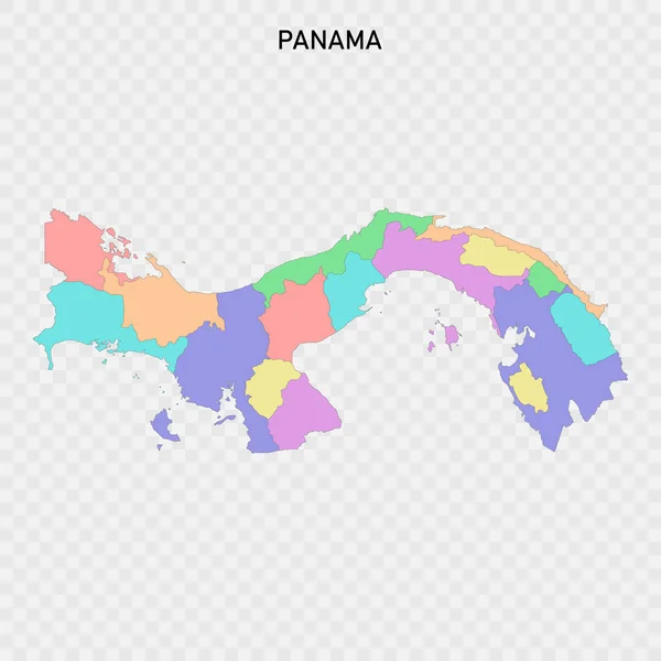 Bölgelerin Sınırlarıyla Izole Edilmiş Renkli Panama Haritası — Stok Vektör