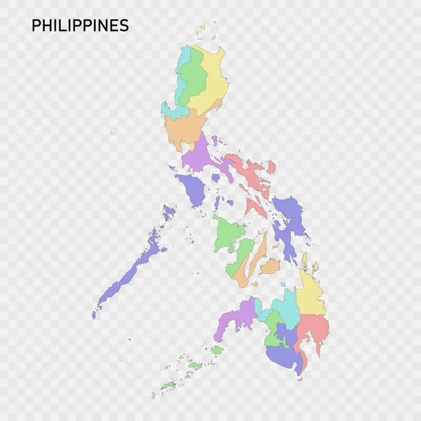 Peta Filipina Berwarna Terisolasi Dengan Batas Batas Wilayah - Stok Vektor