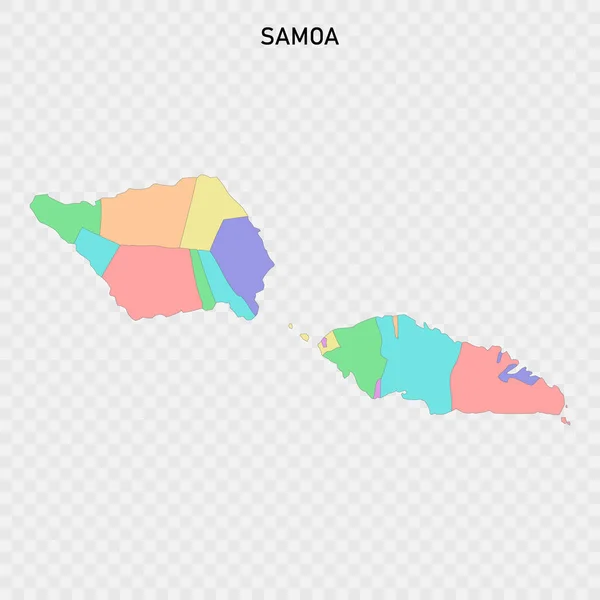 Izolovaná Barevná Mapa Samoy Okraji Regionů — Stockový vektor