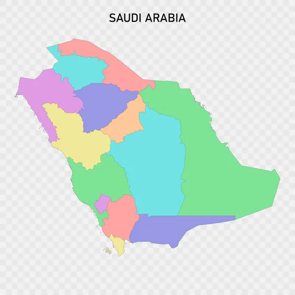 Izolowana Kolorowa Mapa Arabii Saudyjskiej Granicami Regionów — Wektor stockowy