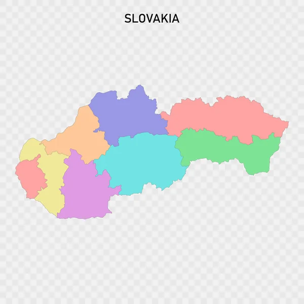 Szlovákia Elszigetelt Színes Térképe Régiók Határaival — Stock Vector