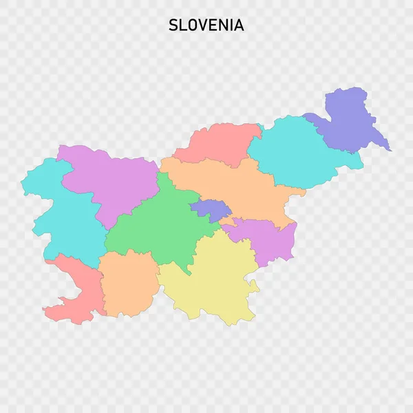 Szlovénia Elszigetelt Színes Térképe Régiók Határaival — Stock Vector