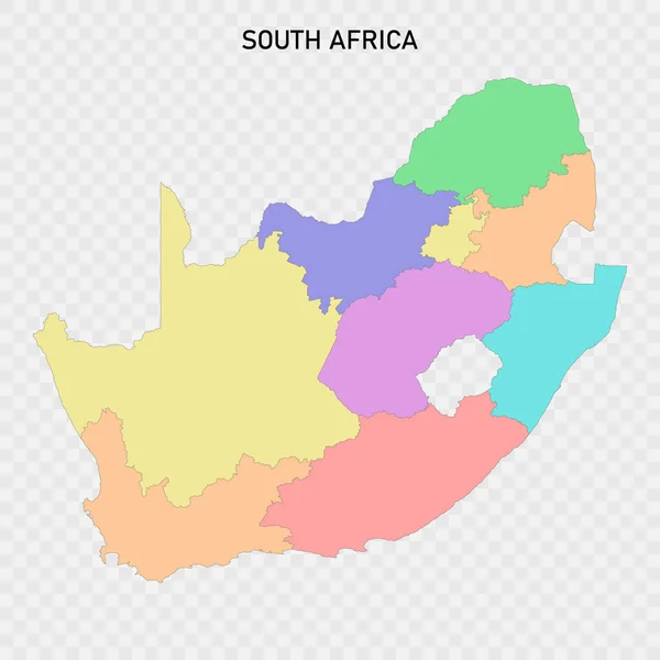 Mapa Color Aislado Sudáfrica Con Fronteras Las Regiones — Vector de stock