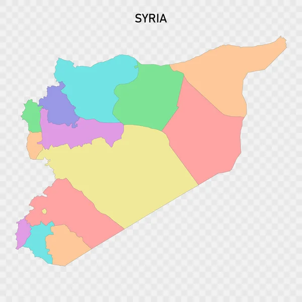 Geïsoleerde Gekleurde Kaart Van Syrië Met Grenzen Van Regio — Stockvector