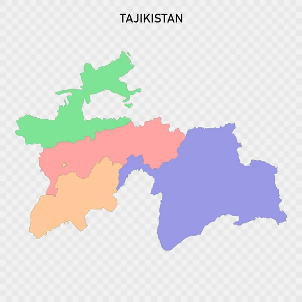 Изолированная Цветная Карта Таджикистана Границами Регионов — стоковый вектор