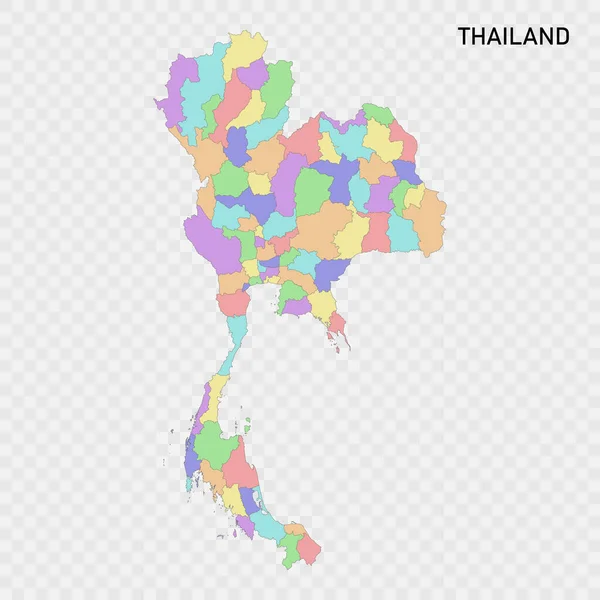 Izolovaná Barevná Mapa Thajska Okraji Regionů — Stockový vektor
