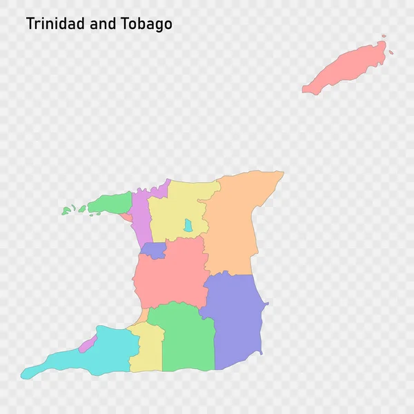 Mapa Colorido Isolado Trinidad Tobago Com Fronteiras Das Regiões —  Vetores de Stock