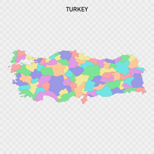 Mapa Aislado Color Turquía Con Las Fronteras Las Regiones — Archivo Imágenes Vectoriales