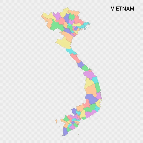 Mapa Colorido Isolado Vietnã Com Fronteiras Das Regiões —  Vetores de Stock