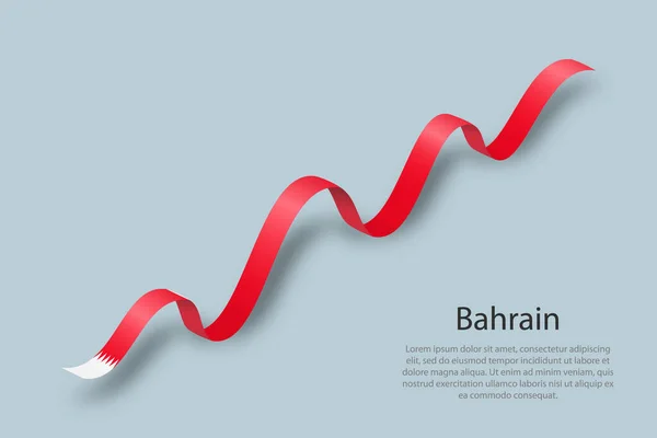 Nastro Sventolante Banner Con Bandiera Del Bahrein Modello Giorno Dell — Vettoriale Stock