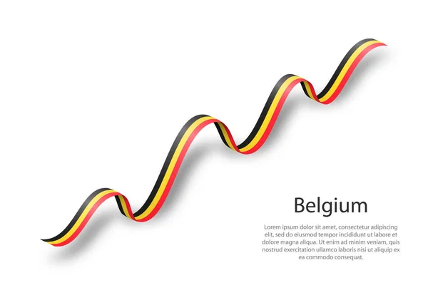 벨기에인의 깃발을 흔들며 움직이는 리본이나 깃발이다 독립일을 — 스톡 벡터