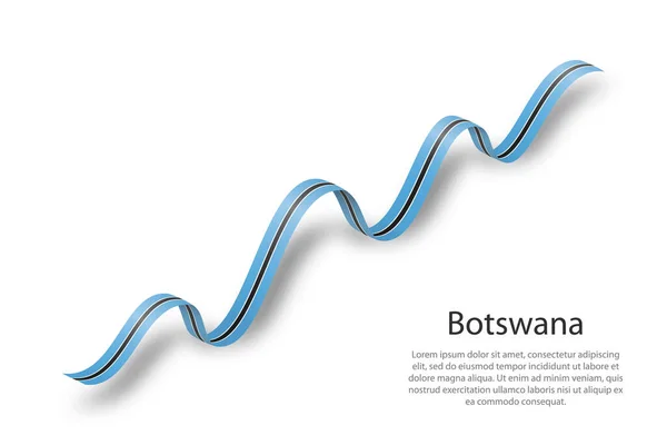 Botswana Zászlójával Lengő Szalag Vagy Zászló Függetlenségi Nap Sablonja — Stock Vector
