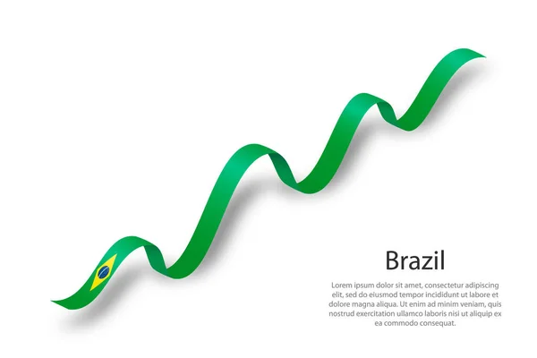 Fita Ondulante Bandeira Com Bandeira Brasil Modelo Para Dia Independência — Vetor de Stock