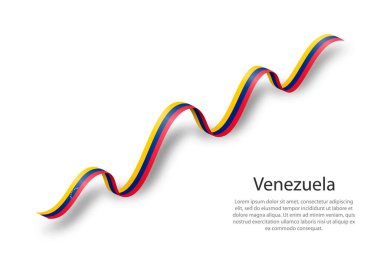 Venezuela bayrağıyla kurdele ya da bayrak sallıyor. Bağımsızlık Günü şablonu