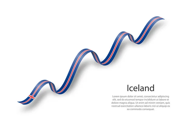 Ruban Bannière Avec Drapeau Islande Modèle Pour Jour Indépendance — Image vectorielle