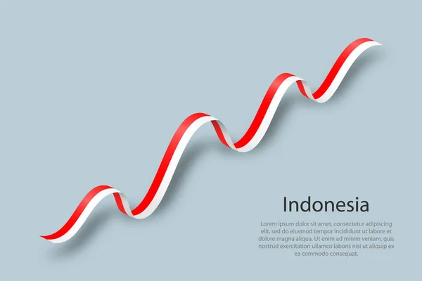 Fita Ondulante Bandeira Com Bandeira Indonésia Modelo Para Dia Independência —  Vetores de Stock