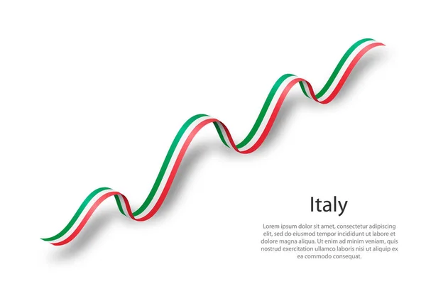 Nastro Sventolante Striscione Con Bandiera Italiana Modello Giorno Dell Indipendenza — Vettoriale Stock