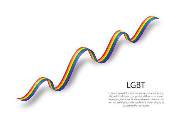 Waving Ribbon Flag Lgbt Pride White Pride Month Template — Stock Vector