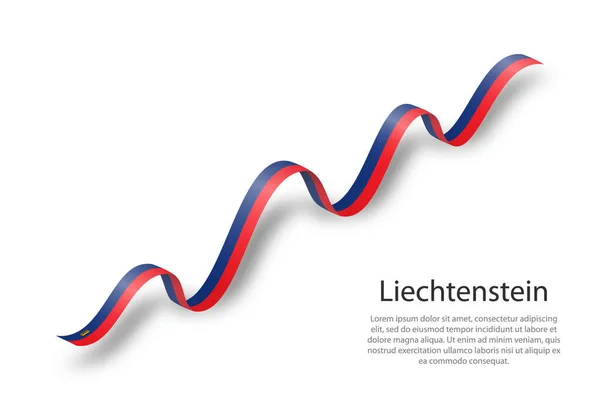 Zwaaiend Lint Spandoek Met Vlag Van Liechtenstein Template Voor Onafhankelijkheidsdag — Stockvector