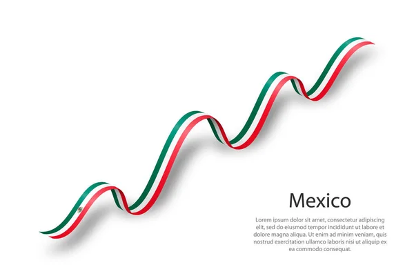 Размахивая Лентой Знаменем Флагом Мексики Шаблон День Независимости — стоковый вектор