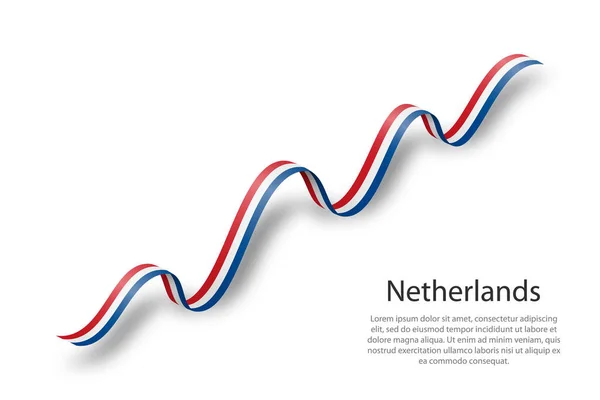 Falista Wstążka Lub Sztandar Flagą Holandii Wzór Dzień Niepodległości — Wektor stockowy