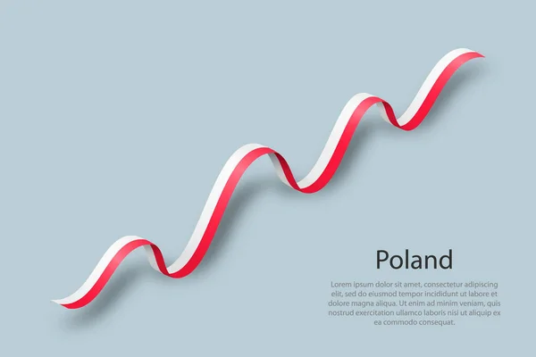 Zwaaiend Lint Spandoek Met Vlag Van Polen Template Voor Onafhankelijkheidsdag — Stockvector