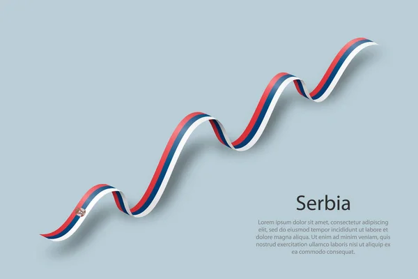 Acenando Fita Bandeira Com Bandeira Sérvia Modelo Para Dia Independência — Vetor de Stock
