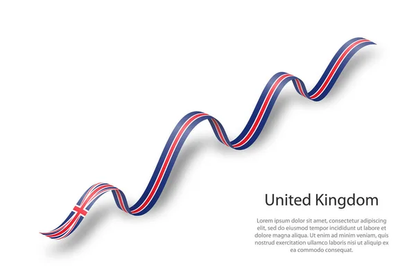 Fita Ondulante Bandeira Com Bandeira Reino Unido Modelo Para Dia —  Vetores de Stock
