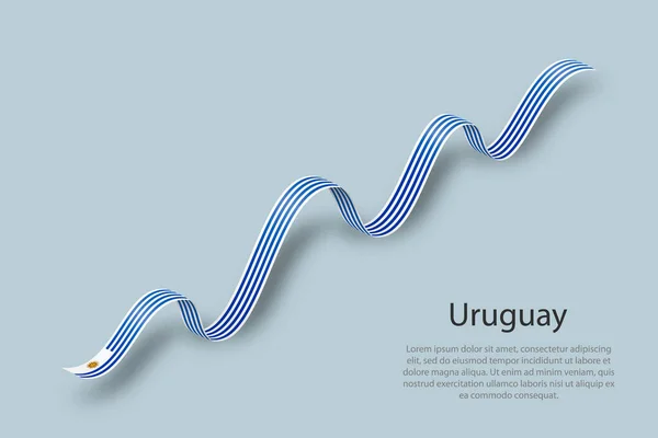 Zwaaiend Lint Spandoek Met Vlag Van Uruguay Template Voor Onafhankelijkheidsdag — Stockvector