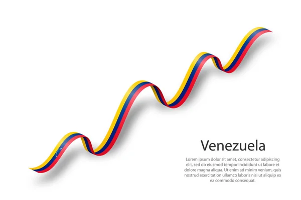 Zwaaiend Lint Spandoek Met Vlag Van Venezuela Template Voor Onafhankelijkheidsdag — Stockvector