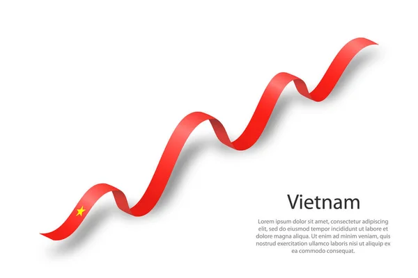 Mengayunkan Pita Atau Spanduk Dengan Bendera Vietnam Templat Untuk Hari - Stok Vektor