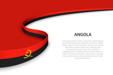 Angola 'nın telif uzayı arka planına sahip dalga bayrağı. Sancak veya kurdele vektör şablonu