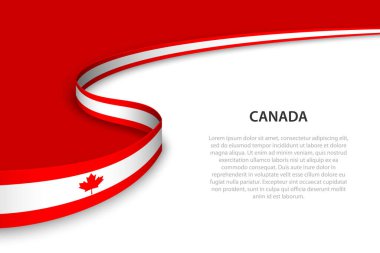 Telif uzayı arka planına sahip Kanada bayrağı. Sancak veya kurdele vektör şablonu